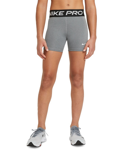 Nike Girls' 7-16 Pro Elastic Waist 3" Shorts - Carbon Heather Gray