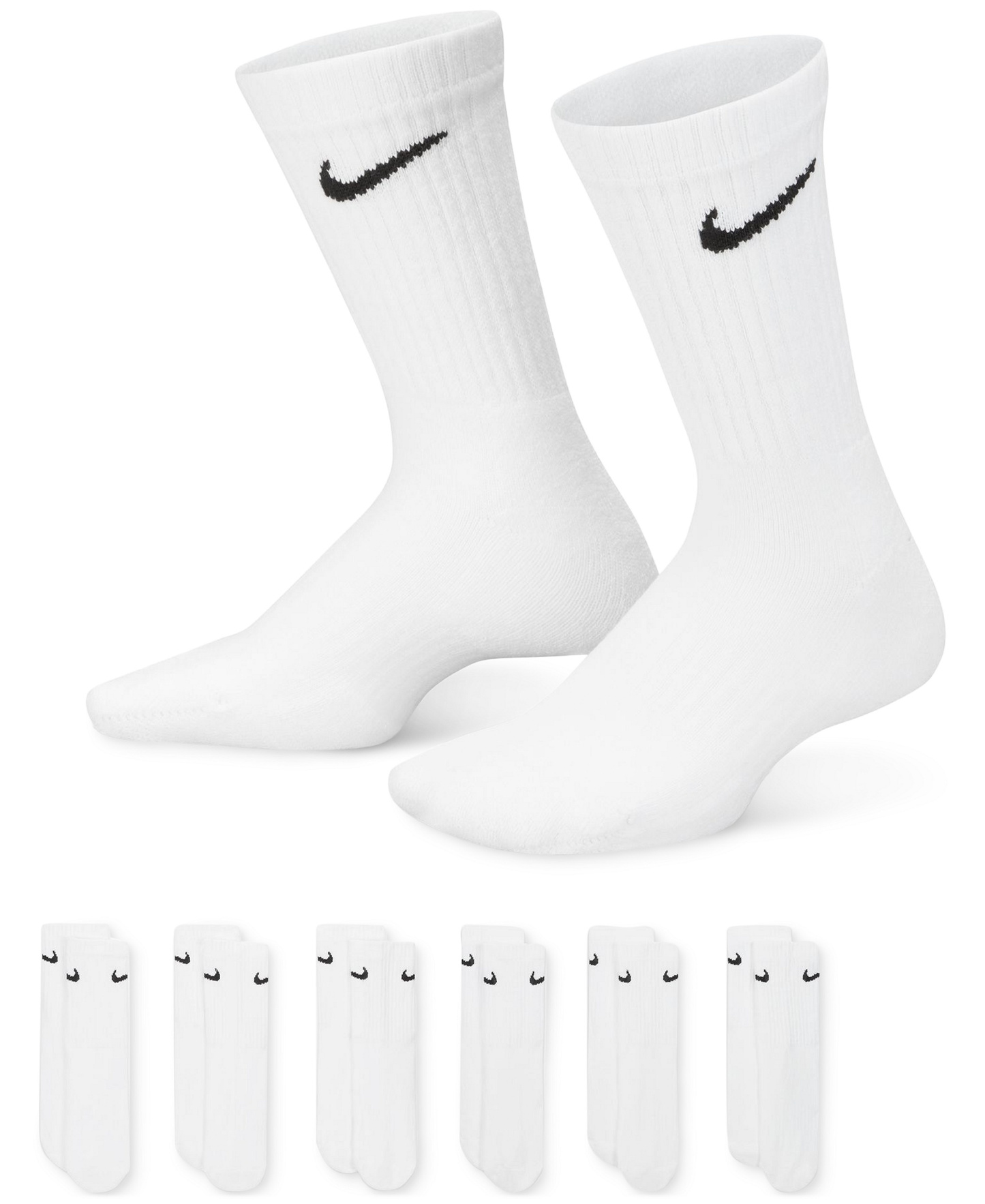 Nike Big Kids' Cushioned Crew Socks, 6 Pairs - White