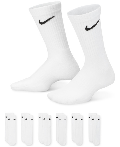 Nike Big Kids' Cushioned Crew Socks, 6 Pairs - White