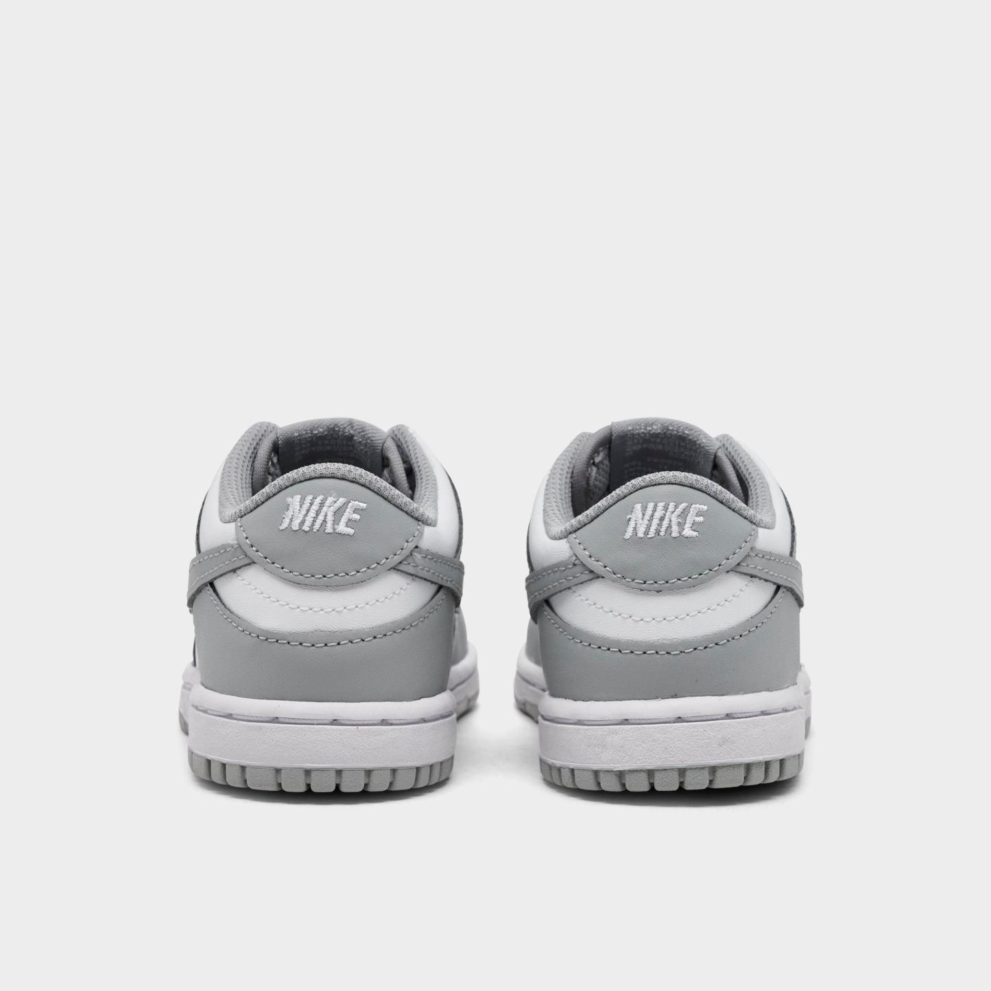 Kids' Toddler Nithtke Dunk Low Casual Shoes - White/Light Smoke Grey - Back view