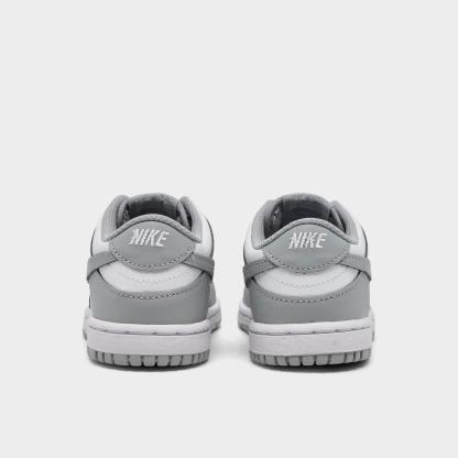 Kids' Toddler Nithtke Dunk Low Casual Shoes - White/Light Smoke Grey - Back view