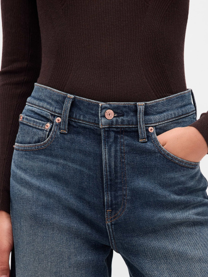 High Rise Stride Cuffed Wide-Leg Jeans - Vintage tint