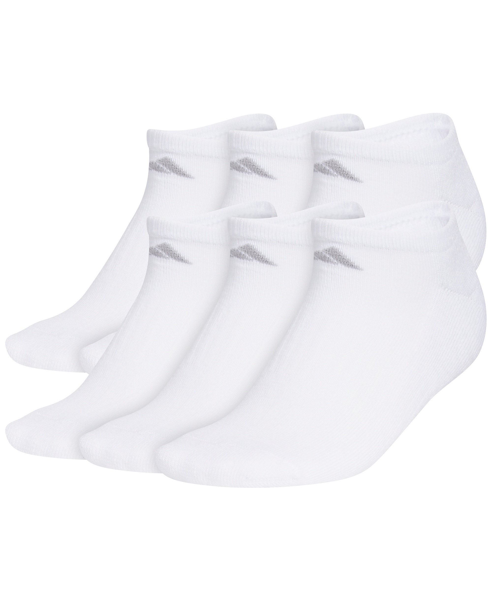 adidas Women's No Show Athletic Cushioned Socks, 6-Pack - White/clear Onix Grey