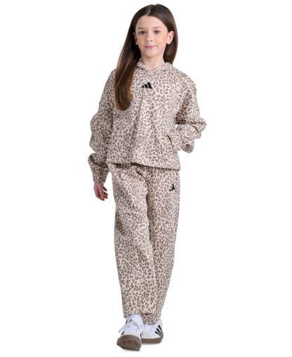 adidas Girls' 8-16 Elastic Waistband Printed Barrel Leg Pants - Crystal Linen