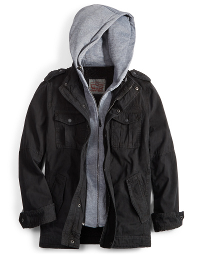 Levi's Men's Two Pocket Hooded Trucker Jacket - Black