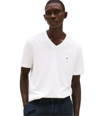 Tommy Hilfiger Men's Essential Cotton V-Neck Regular-Fit T-Shirt - White