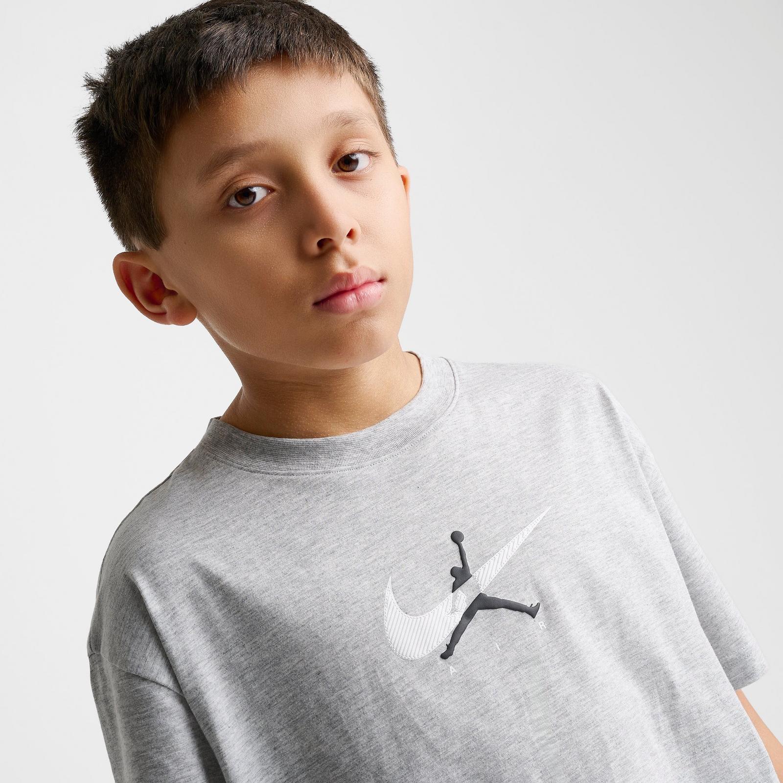 Big Kids' Jordan Brooklyn Swoosh Logo T-Shirt - Light Gray Heather - view 6