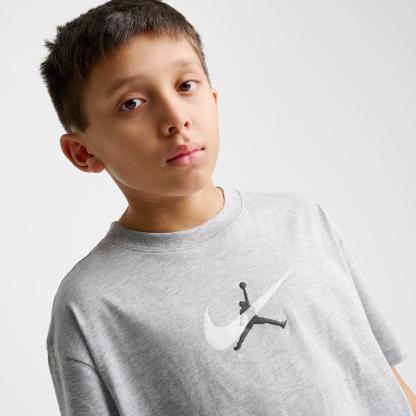 Big Kids' Jordan Brooklyn Swoosh Logo T-Shirt - Light Gray Heather - view 6