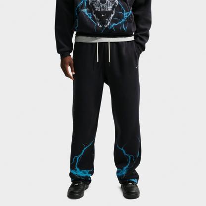 Men's Nithtke Standard Issue Brushed Skull Basketball Pants - Black/Light Current Blue/Pale Ivory