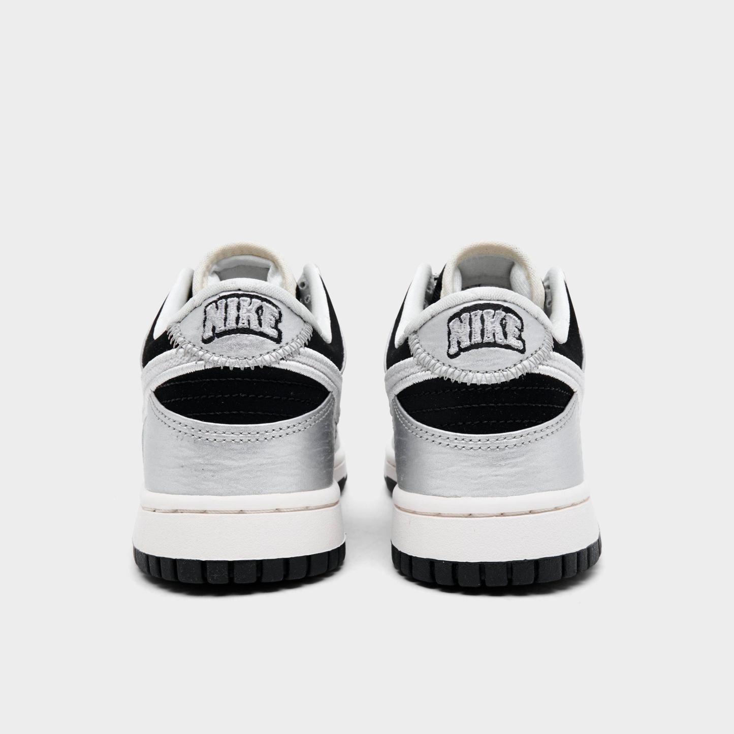 Big Kids' Nithtke Dunk Low LV8 1 Casual Shoes - Silver/Black - Back view