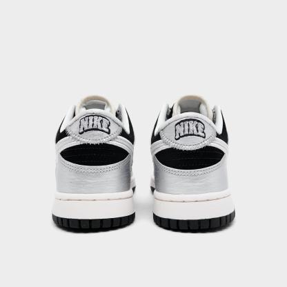 Big Kids' Nithtke Dunk Low LV8 1 Casual Shoes - Silver/Black - Back view