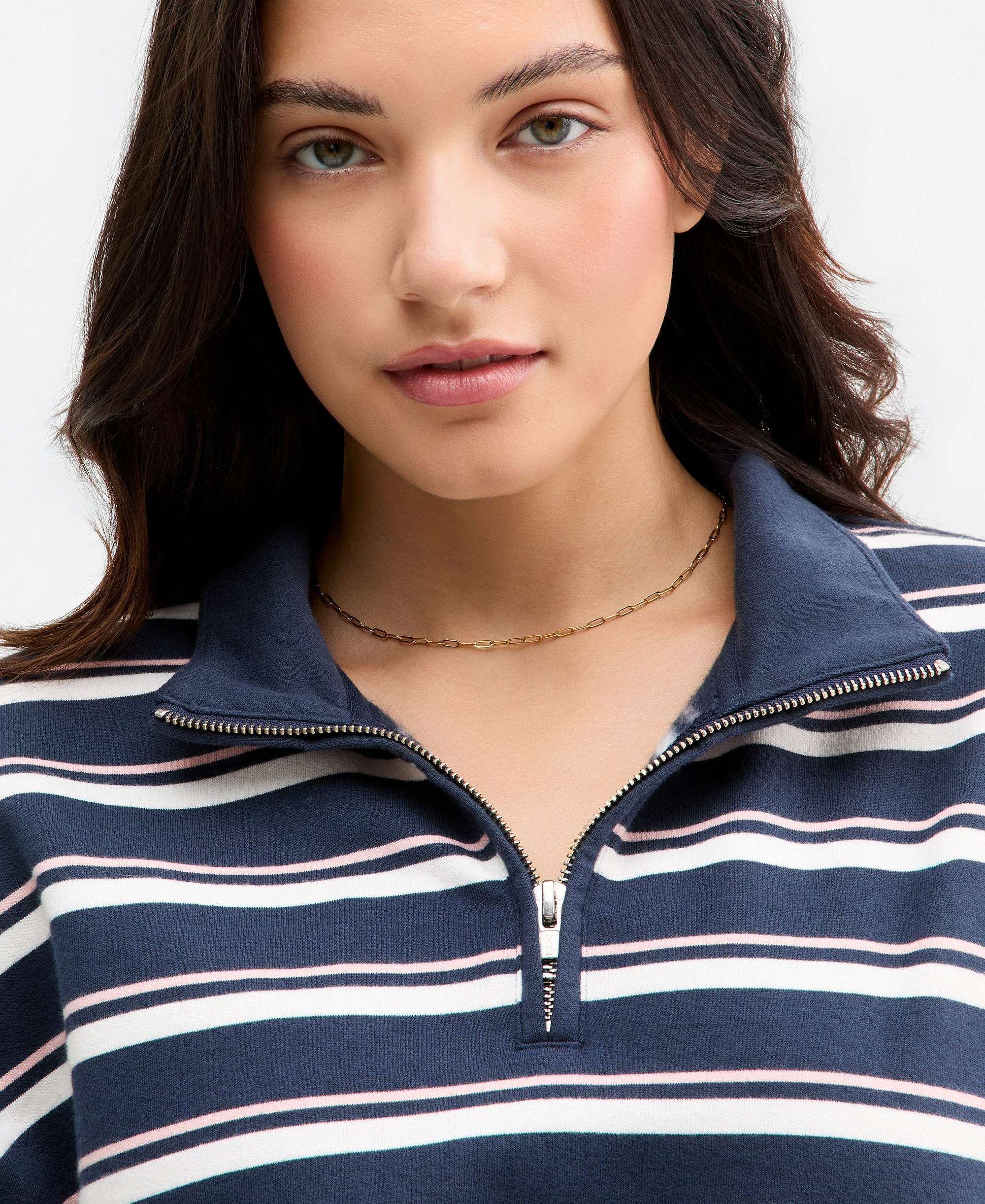 Levi's Women's Cotton-Blend Everyday Sweatshirt - Ruby Stripe Navy Blazer Powder Pink
