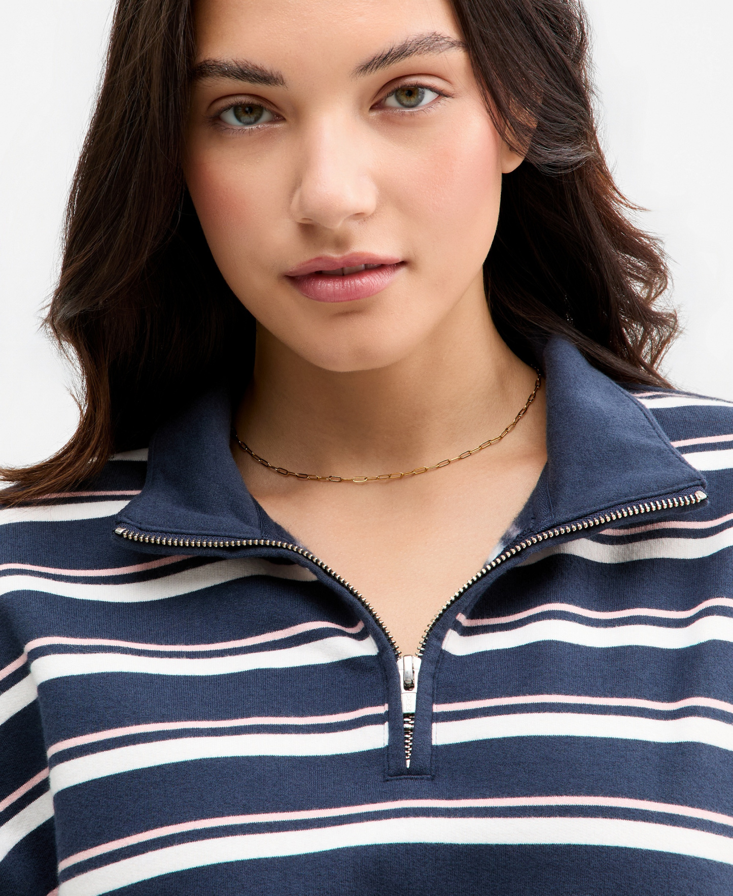 Levi's Women's Cotton-Blend Everyday Sweatshirt - Ruby Stripe Navy Blazer Powder Pink