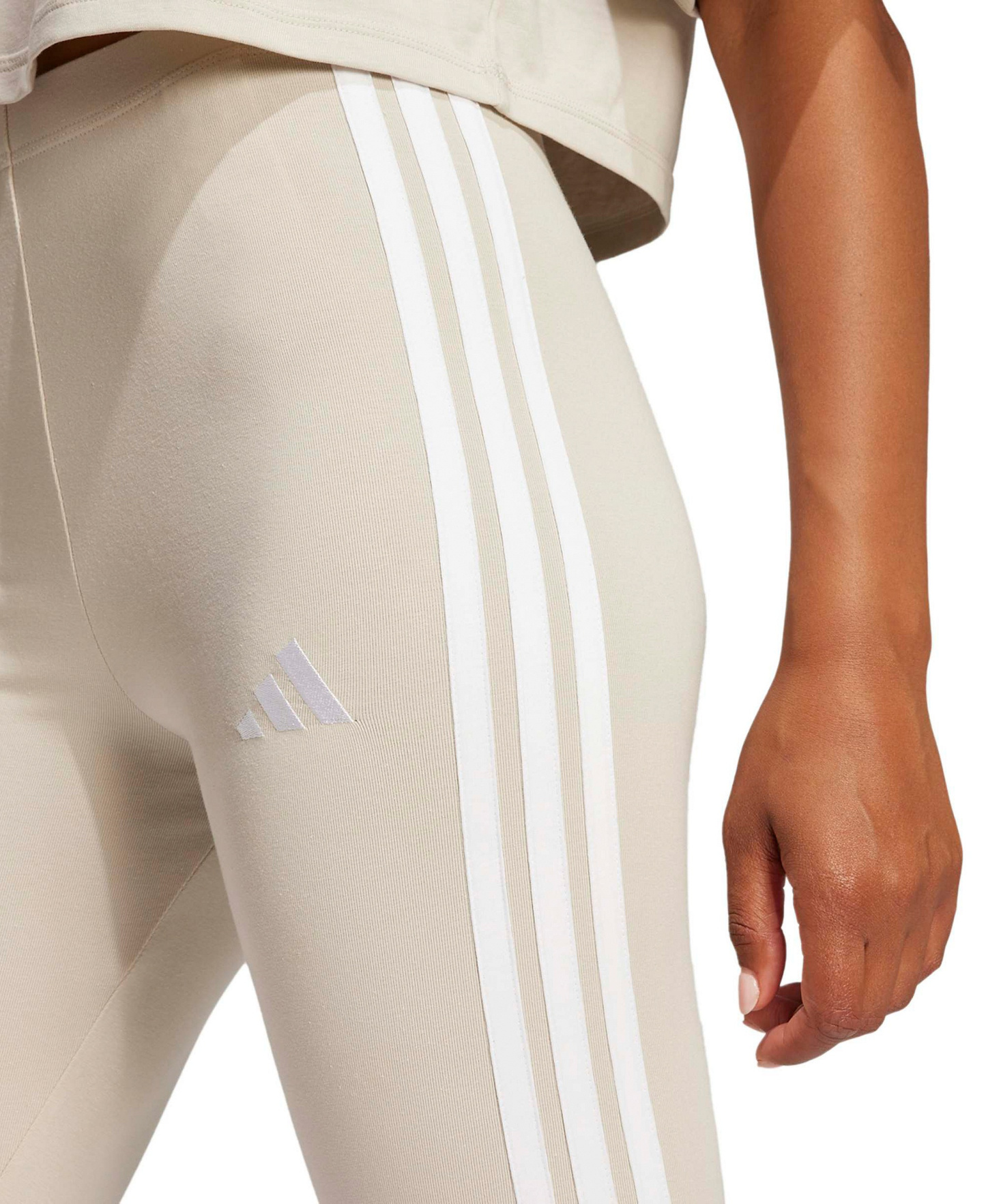adidas Plus Size Essentials 3-Stripes Cotton Leggings - Wonder Alumina/white