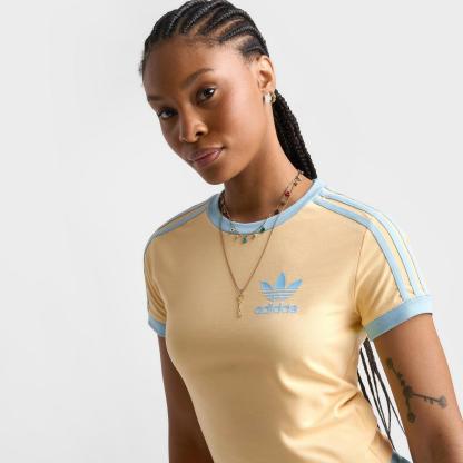 Women's adidas Originals adicolor 3-Stripes Baby T-Shirt - Orange Tint/Icey Blue - view 5