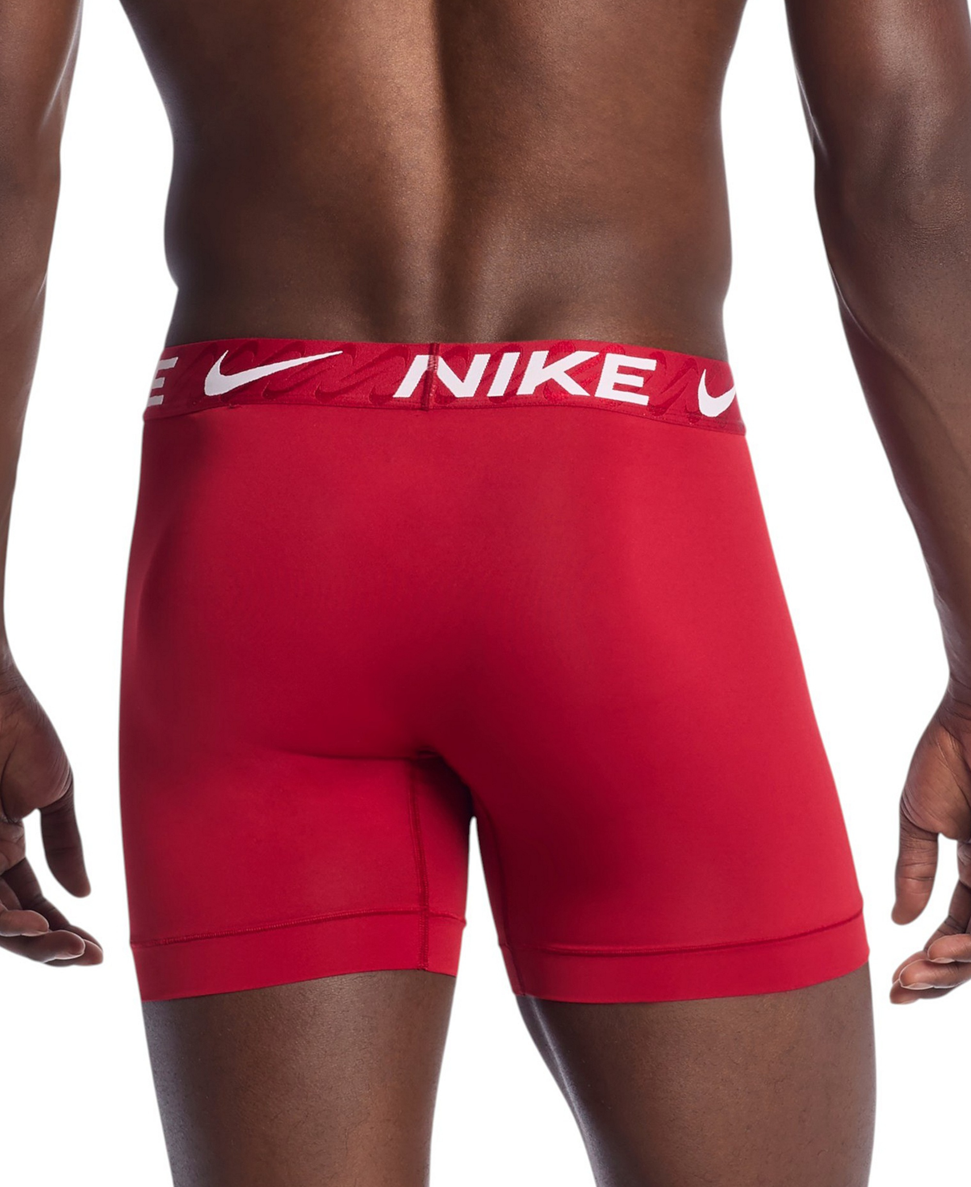 Nike Men's DRI-FIT Essential Micro Boxer Briefs, 3-Pack - Tough Red/Black-Wheat Gold Waistband/Black-Swoosh Link Waistband