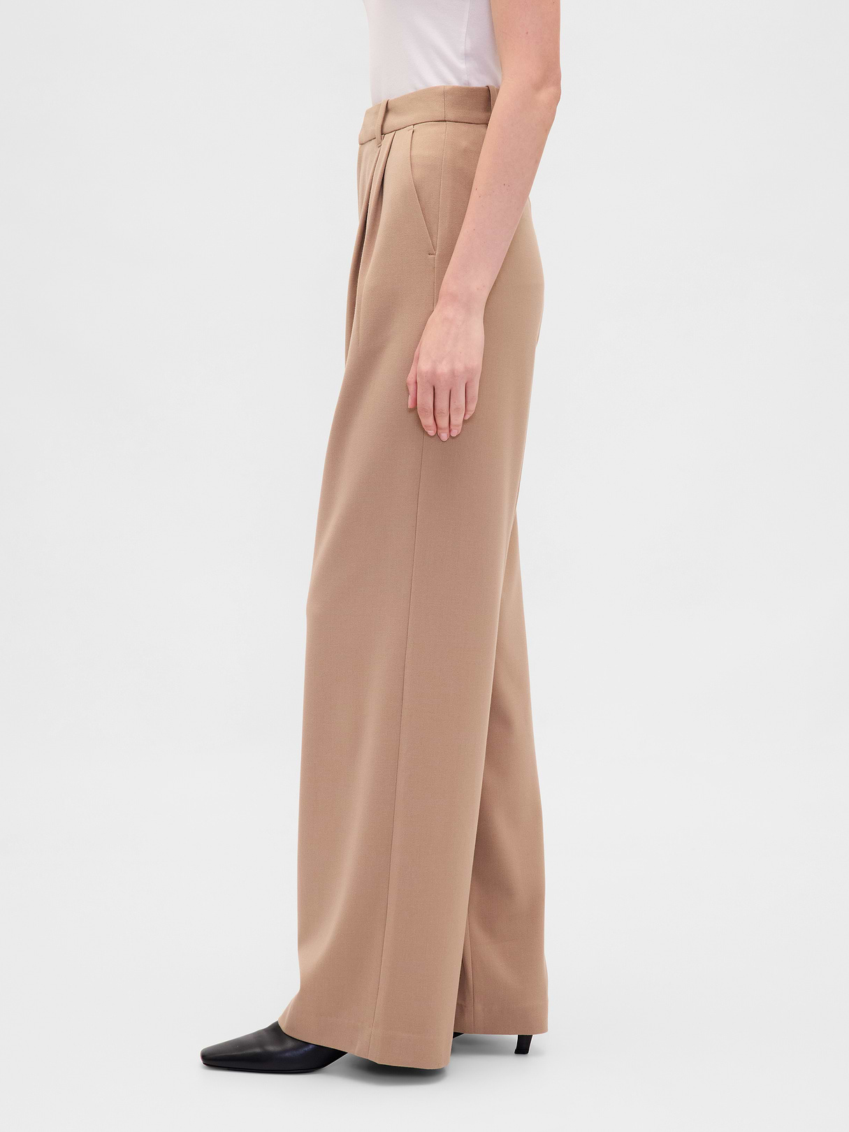 365 High Rise Pleated Trousers - Camel hair tan