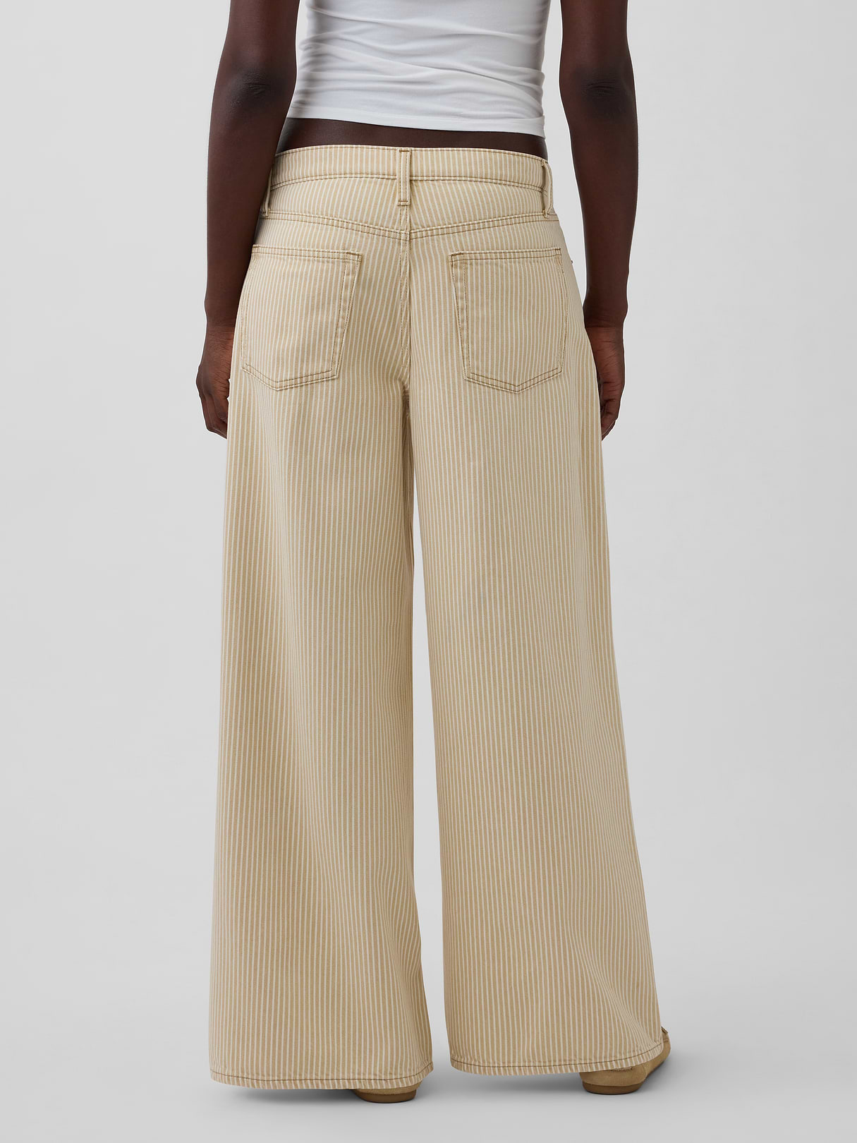 Low Slung Extra Baggy Jeans - Khaki tan stripe