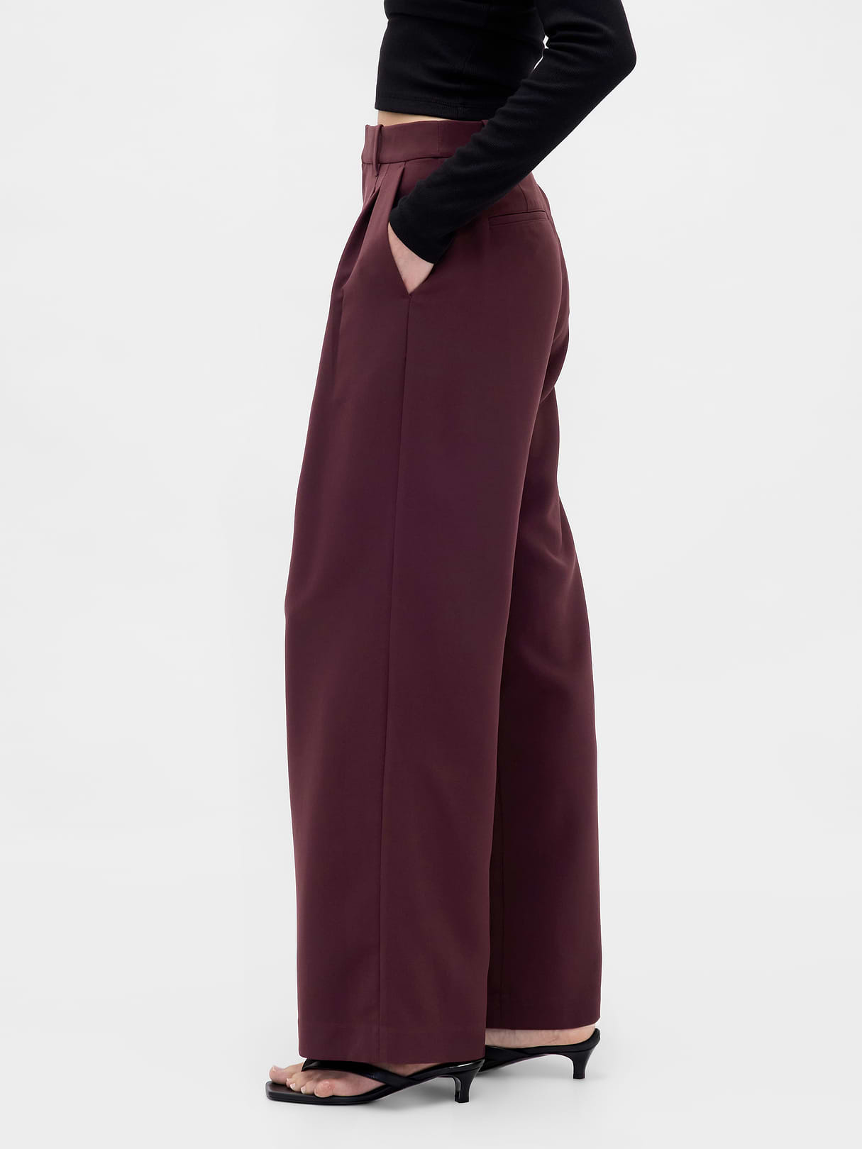 365 High Rise Pleated Trousers - Bordeaux purple