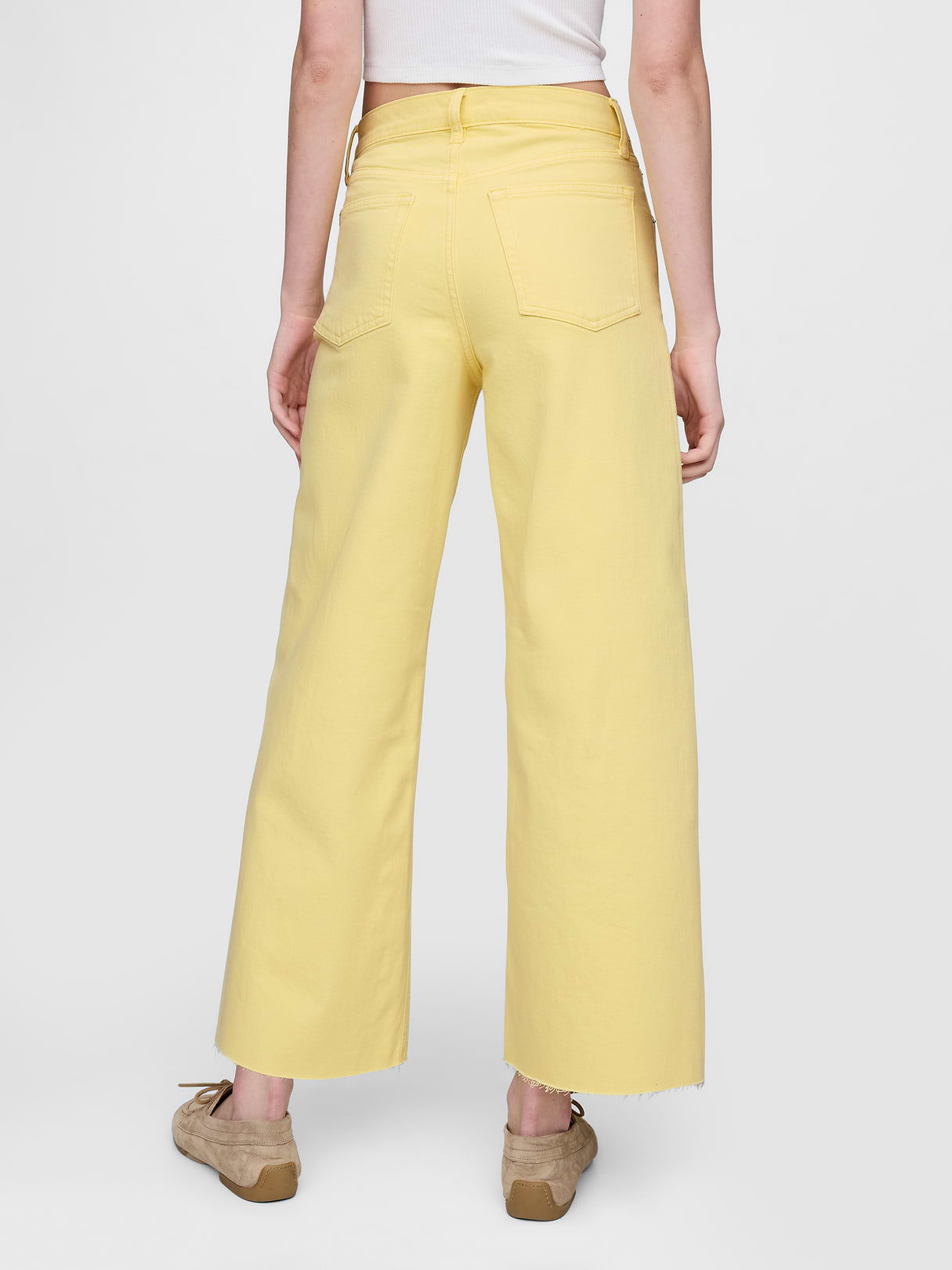 High Rise Stride Wide-Leg Ankle Jeans - Lemon drop yellow