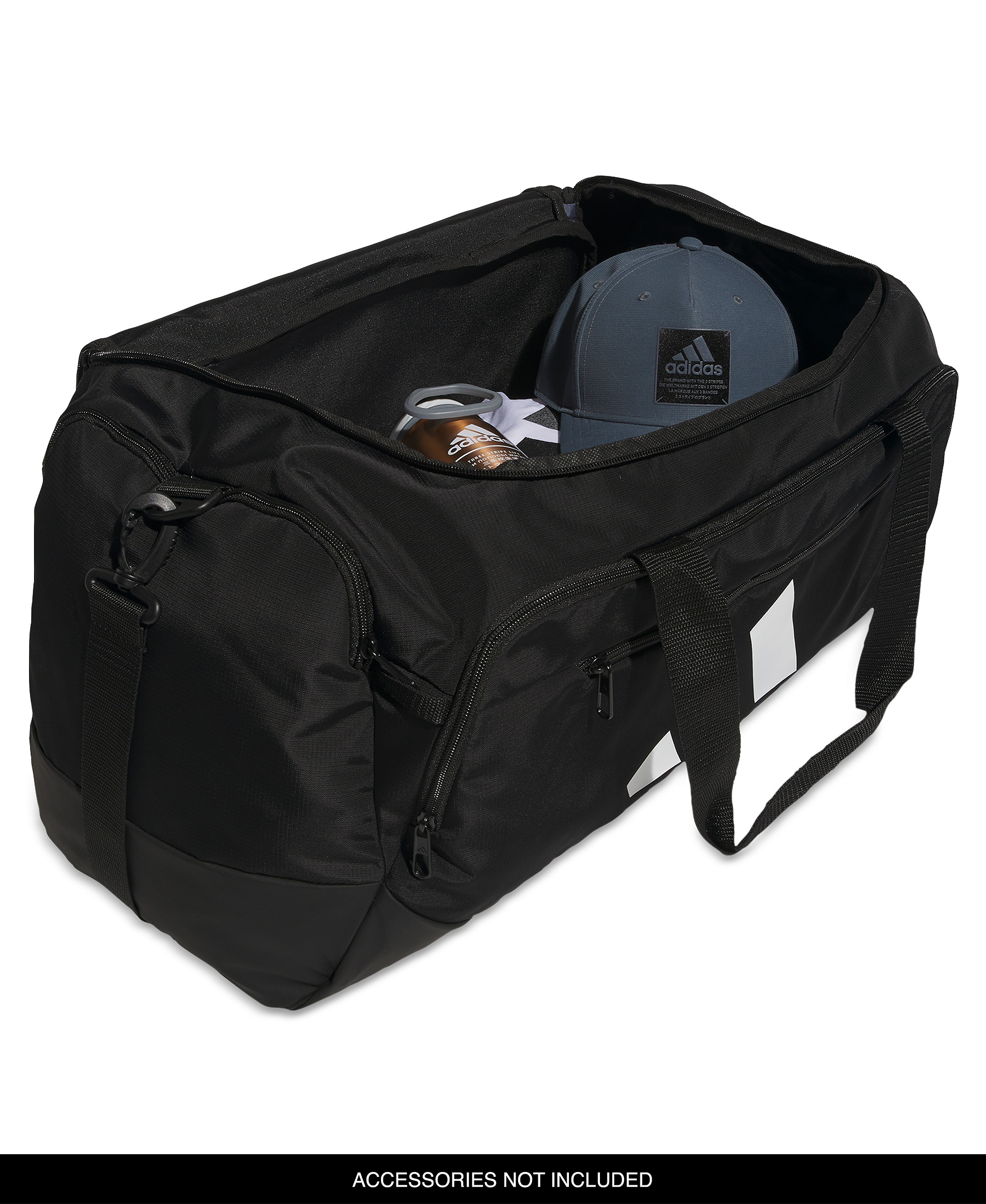 adidas Men's Medium Defender Logo Duffel Bag - Black