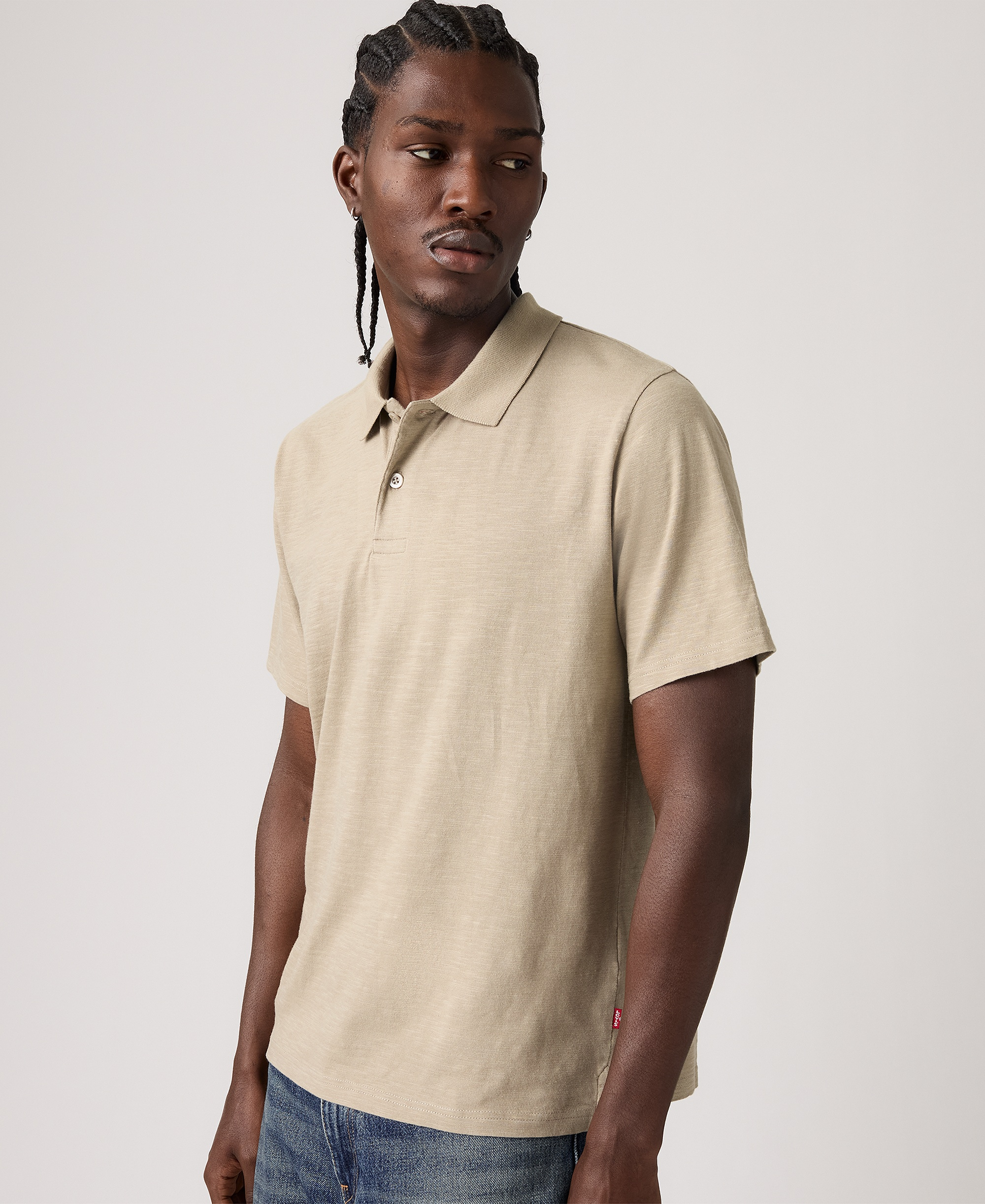 Levi's Men's Merritt Striped Collared Polo Shirt - Khaki