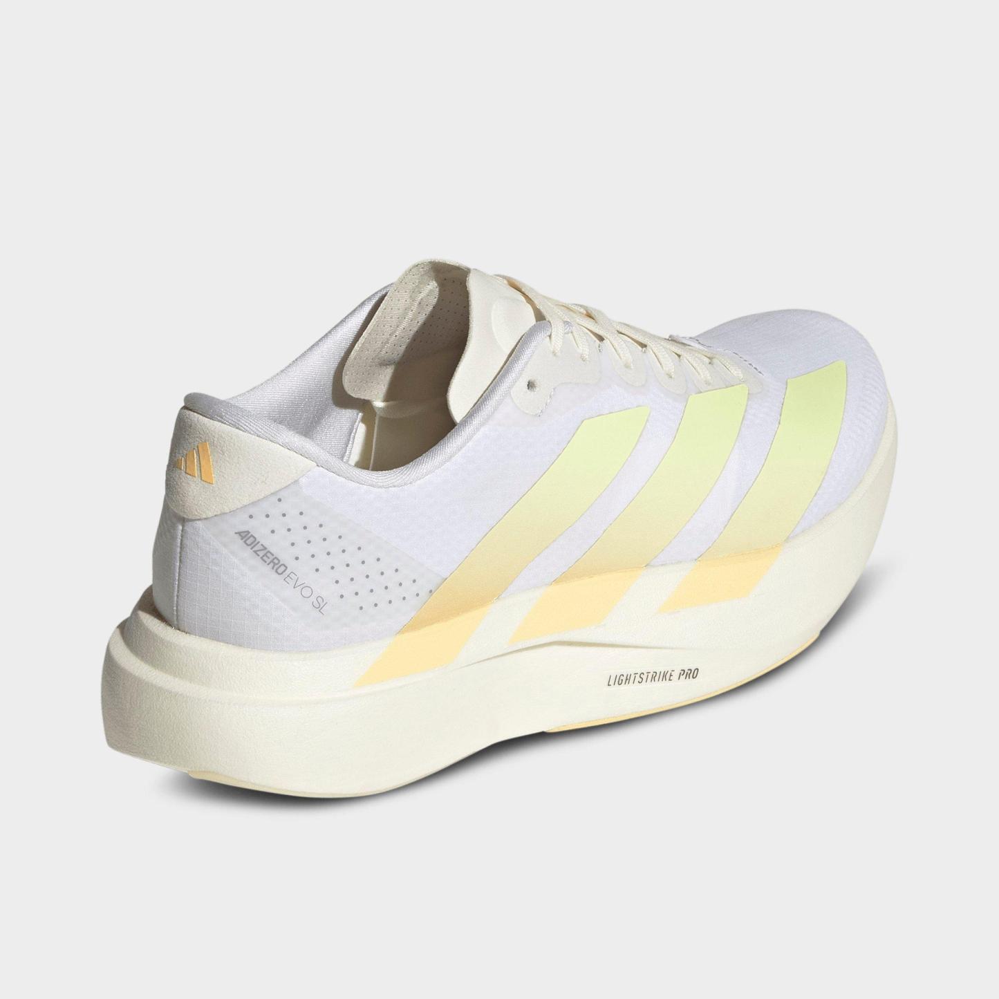 Women's adidas Adizero EVO SL Woven Running Shoes - Part 1 - Cloud White/Ice Tangerine/Off White - Back view