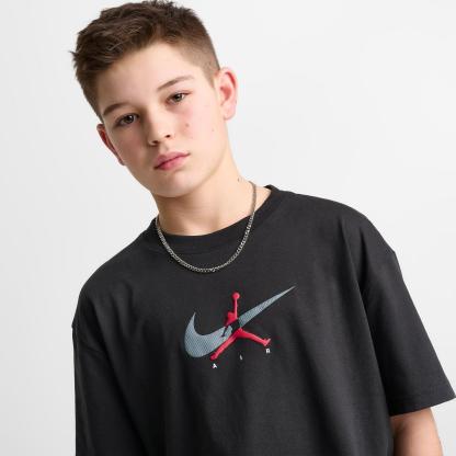 Big Kids' Jordan Brooklyn Swoosh Logo T-Shirt - Black - view 5