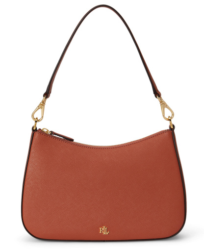 Lauren Ralph Lauren Danni Crosshatch Small Leather Slim Shoulder Handbag - Red Terracotta