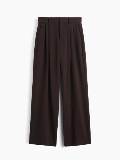 Curvy 365 High Rise Pleated Trousers - Terra brown