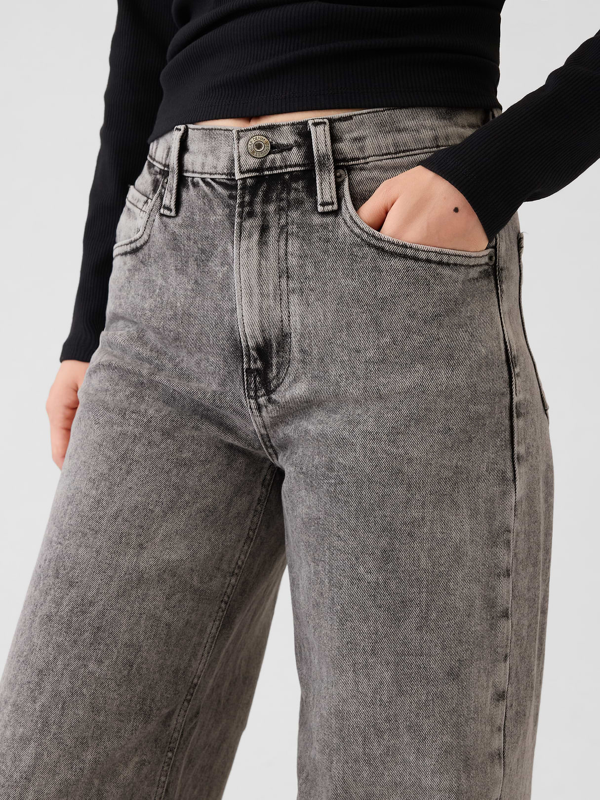 High Rise Stride Wide-Leg Jeans - Black