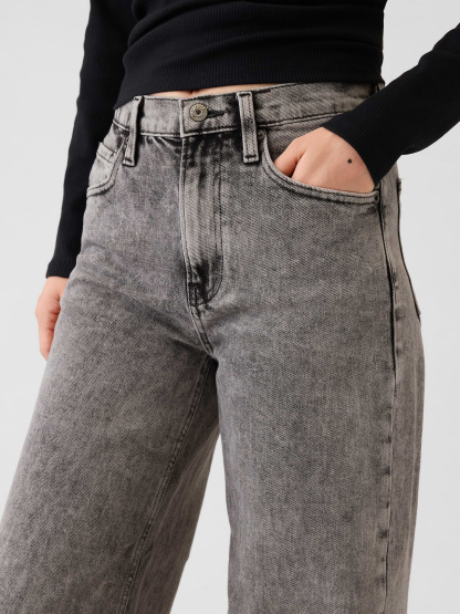 High Rise Stride Wide-Leg Jeans - Black
