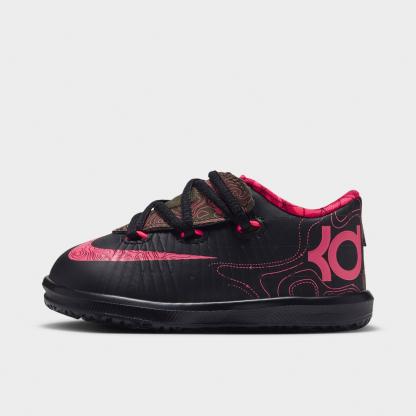 Kids' Toddler Nithtke KD 6 Basketball Shoes - Black/Atomic Red/Medium Olive/Noble Red - Left shoe facing left. Outside of the shoe.
