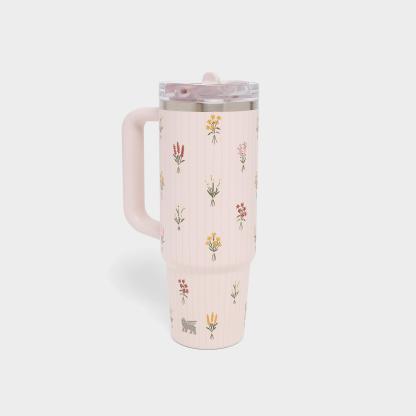 Stanley x Caitlin Clark Quencher ProTour Flip Straw Tumbler (30 oz) - Rose Quartz Bouquet
