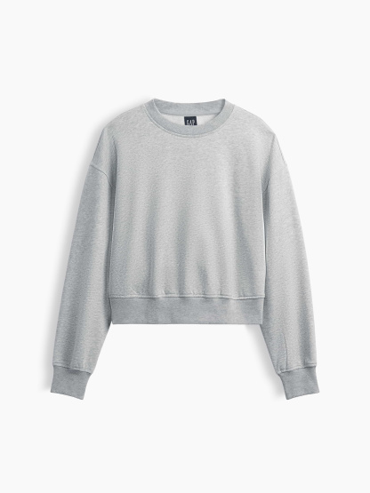 VintageSoft Terry Oversized Wedge Side-Slit Sweatshirt - Heather grey