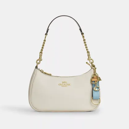 Trigger Snap Bag Charm In Signature Leather With Charm - Gold/Light Blue - view 2