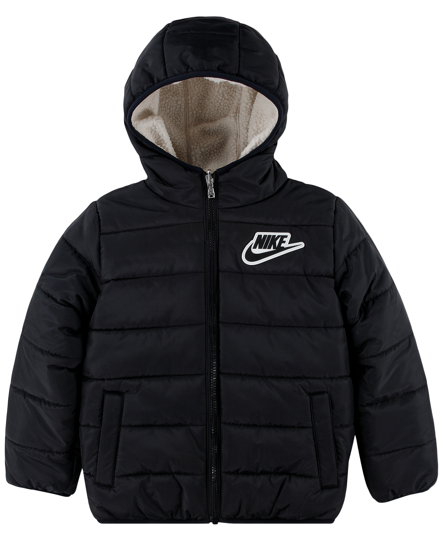 Nike Boys' 4-7 Reversible Faux-Sherpa Hooded Jacket - Black