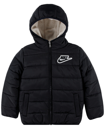 Nike Boys' 4-7 Reversible Faux-Sherpa Hooded Jacket - Black