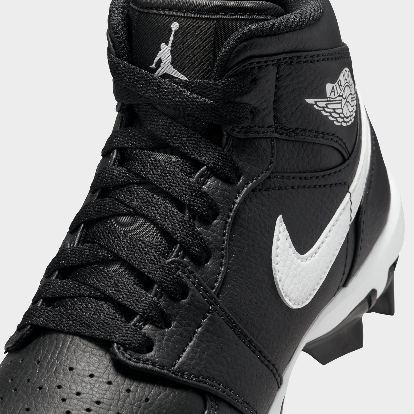 Big Kids' Air Jordan Retro 1 Mid Cleats - Black/White - view 3