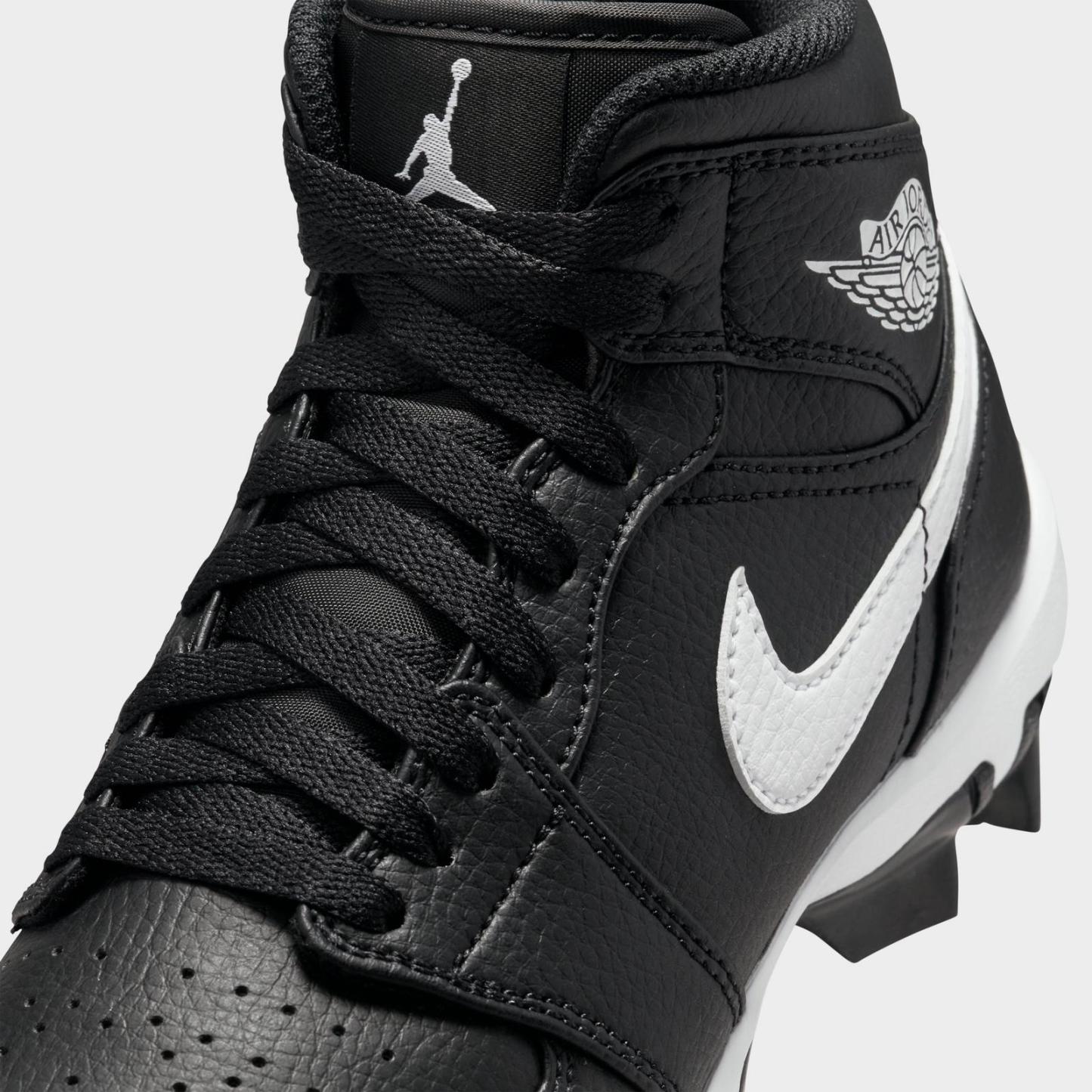 Big Kids' Air Jordan Retro 1 Mid Cleats - Black/White - view 3