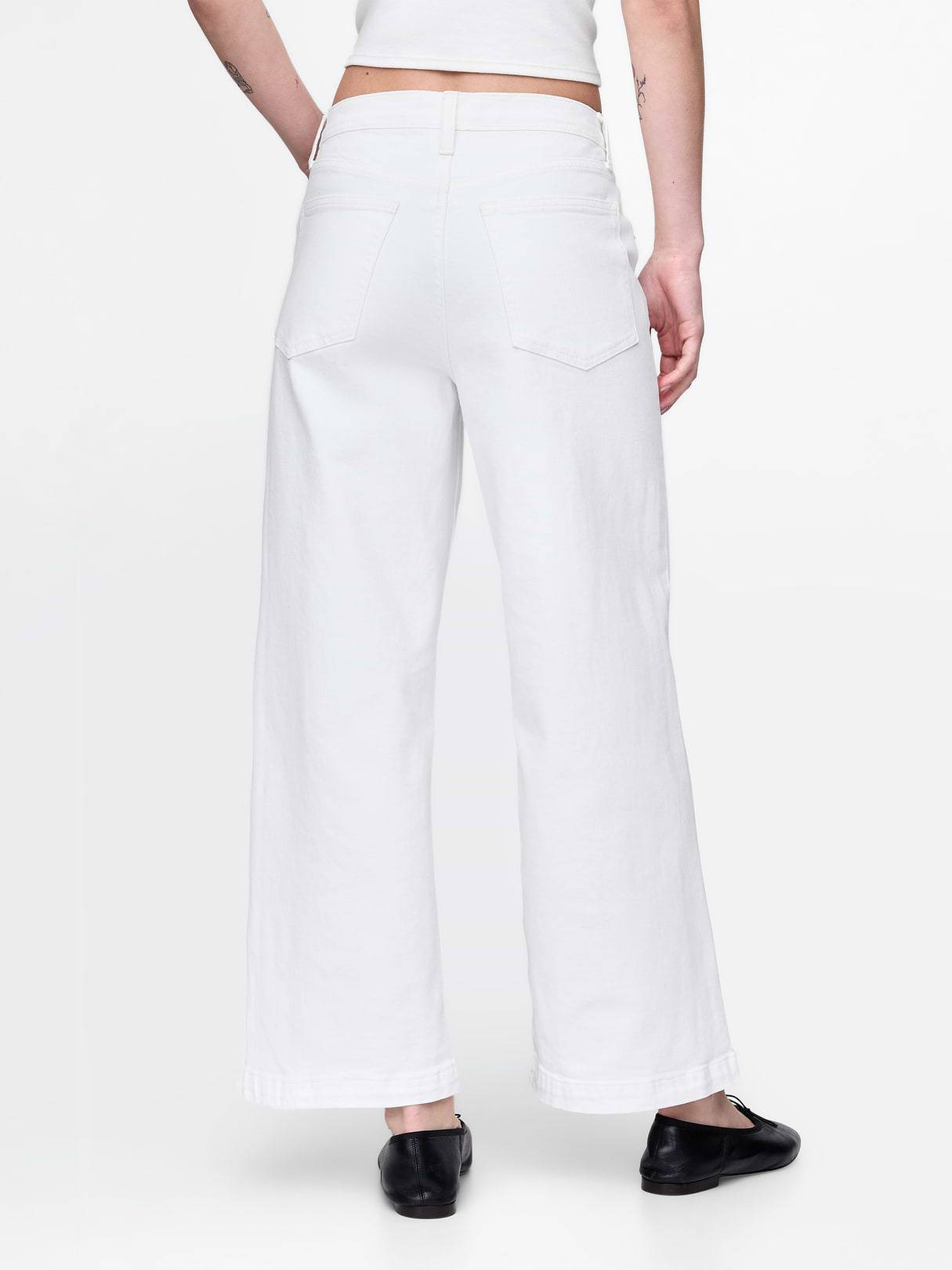 High Rise Stride Wide-Leg Ankle Jeans - Optic white
