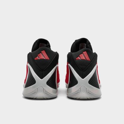Men's adidas Anthony Edwards 2 Basketball Shoes - Silver Metallic/Pure Ruby/Core Black - Back view