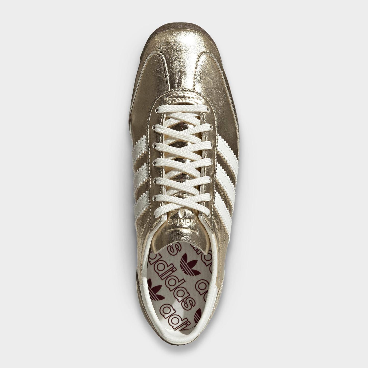 Women's adidas Originals SL 72 OG Pony Print Casual Shoes - Gold Metallic/Off White/Shadow Red - Top view