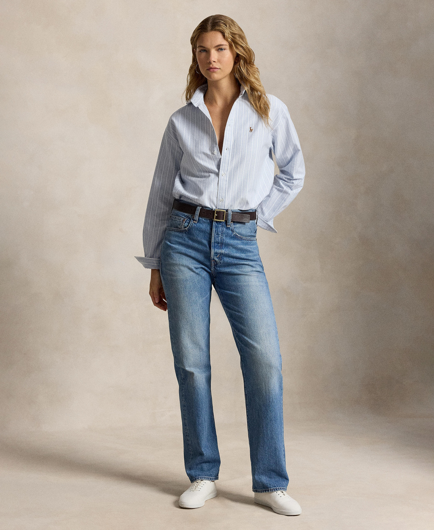 Polo Ralph Lauren Women's Point Collared Relaxed-Fit Shirt - Blue Multi