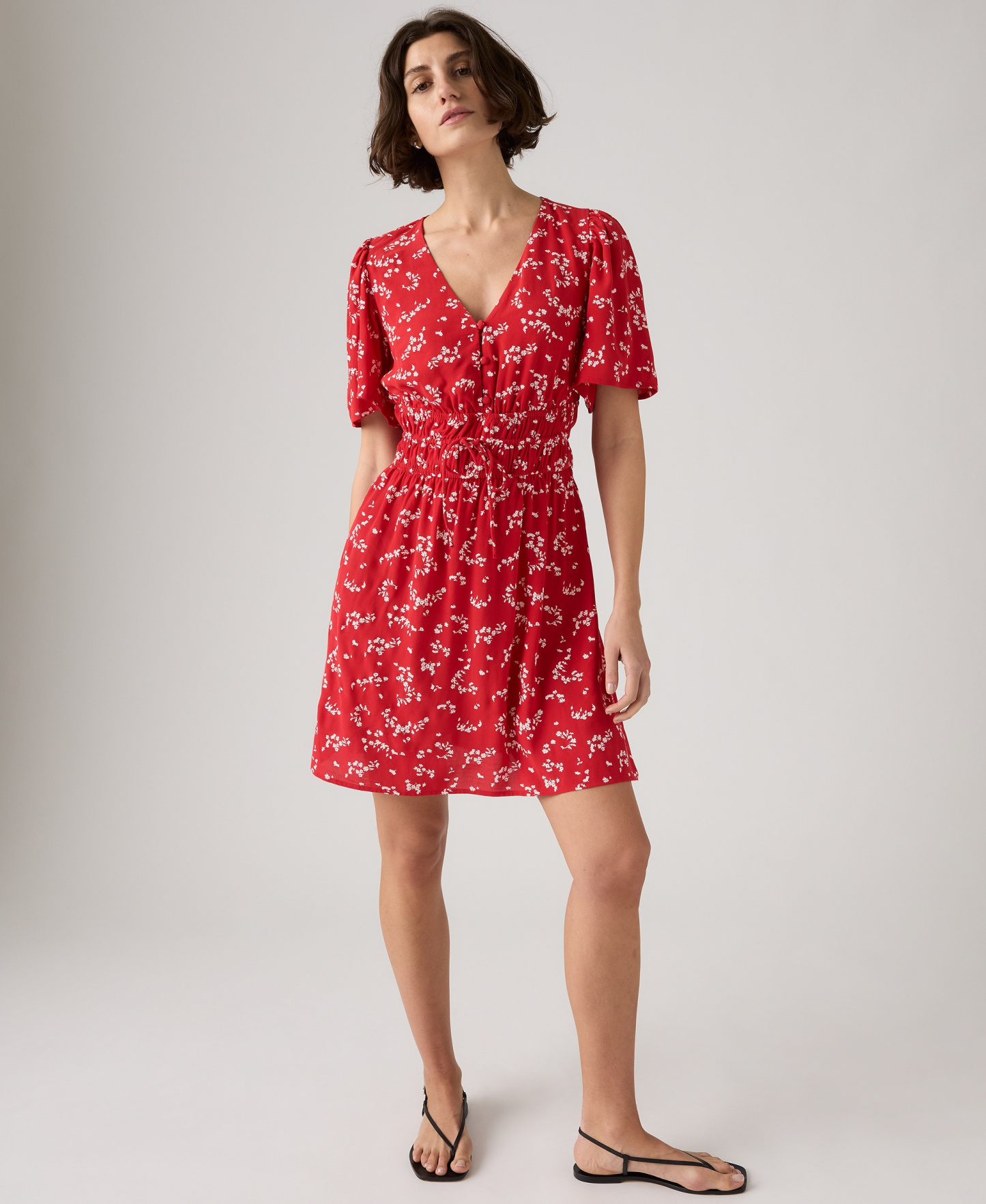 Levi's Women's Rylan V-Neck Mini Crepe Dress - Janet Floral Urban Red