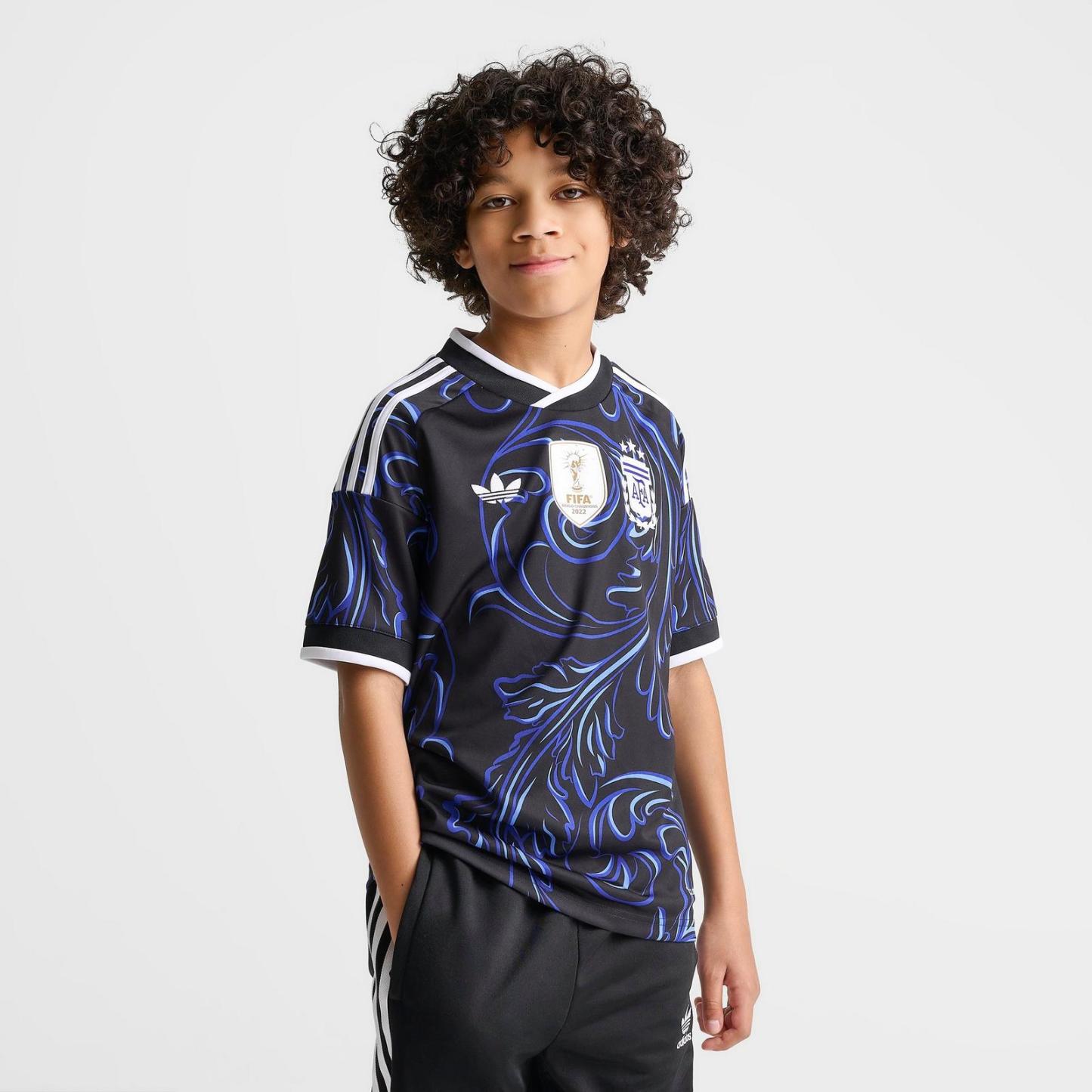 Big Kids' adidas Argentina 26 Away Soccer Jersey - Black/Lucid Blue/Blue Burst - view 3