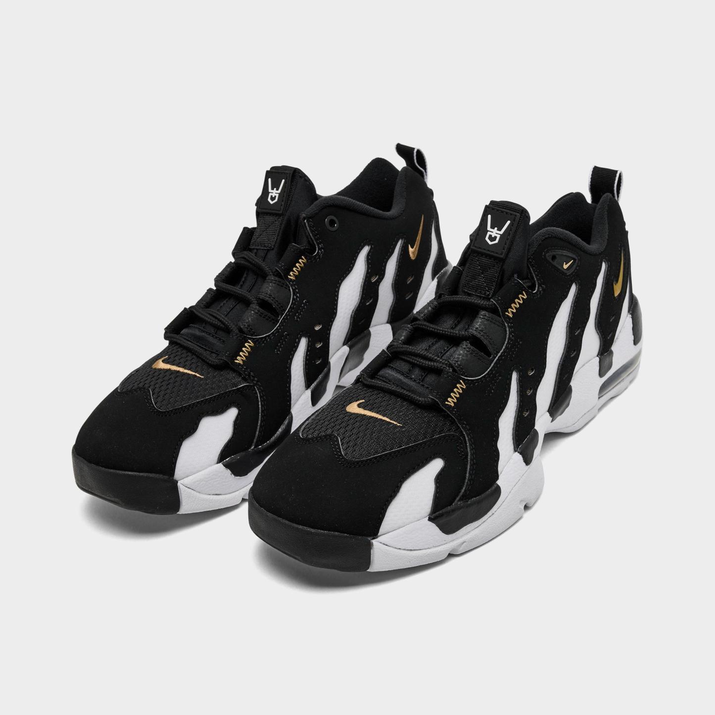Men's Nithtke Air DT Max '96 Low Casual Shoes - Black/White/Metallic Gold - Both shoes facing left