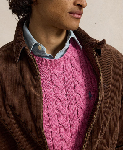 Polo Ralph Lauren Men's Cable-Knit Cotton Sweater - Thuian Pink Heather