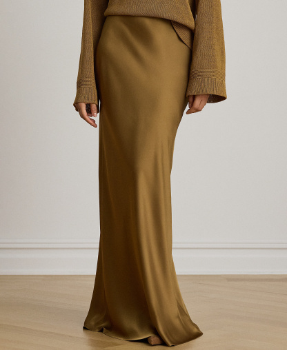 Lauren Ralph Lauren Women's A-Line Charmeuse Maxi Skirt - Tobacco Bronze