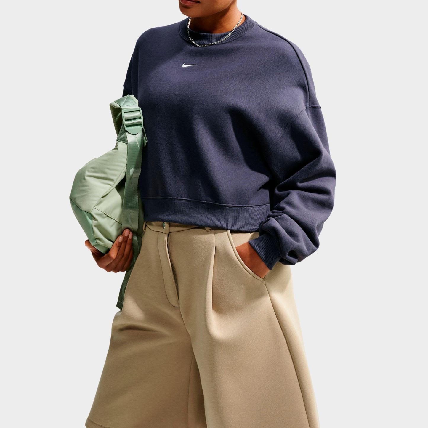 Women's Nithtke Studio Fleece Medium Weight Oversized Cropped Crewneck Sweatshirt - Gridiron/Sail